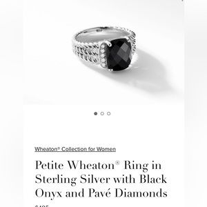 EUC David Yurman Petite Wheaton Black Onyx Ring Size 8